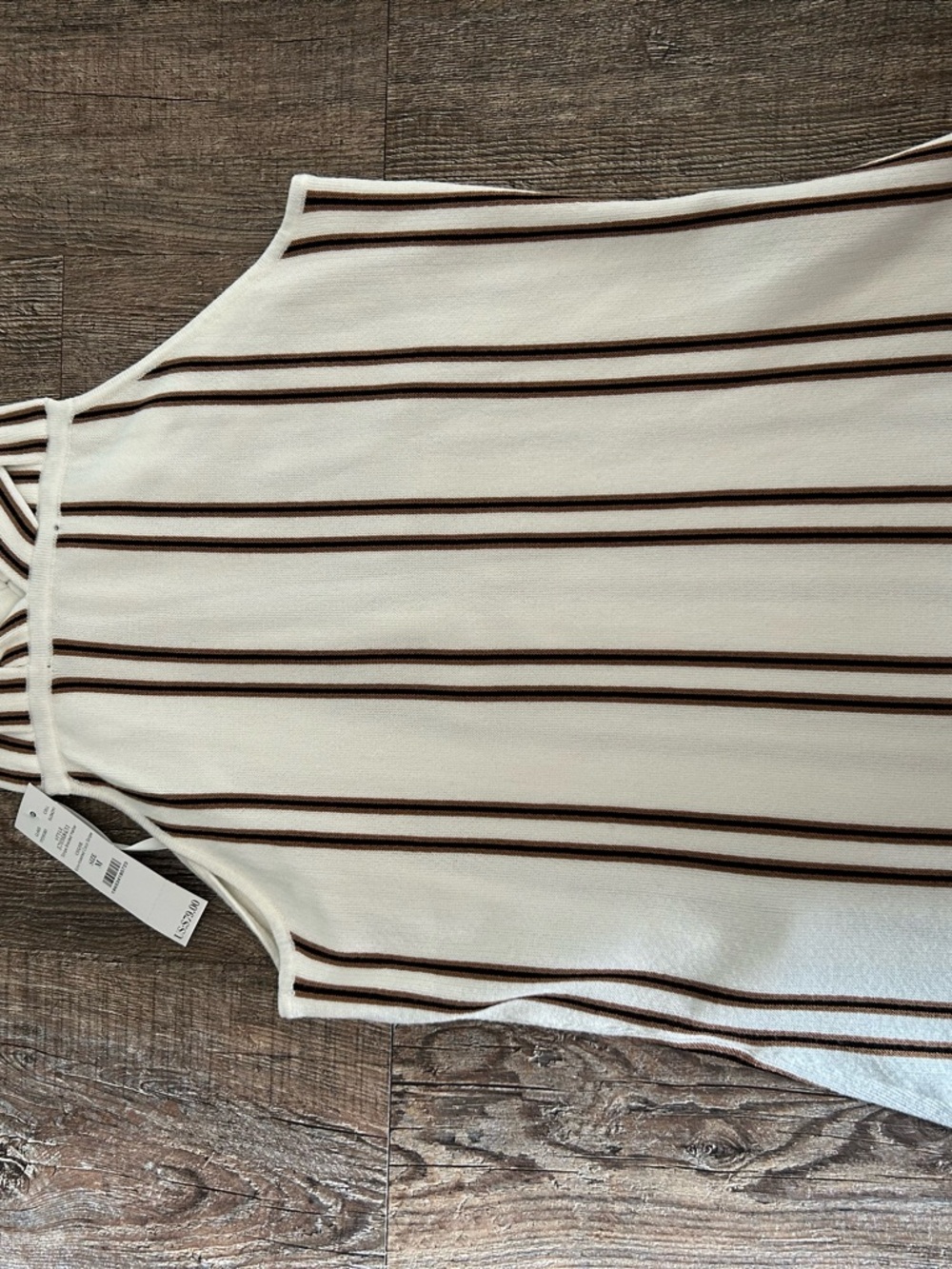 White House Black Market White Strapless Knit Dress with Brown Stripes - Picture 5 of 11